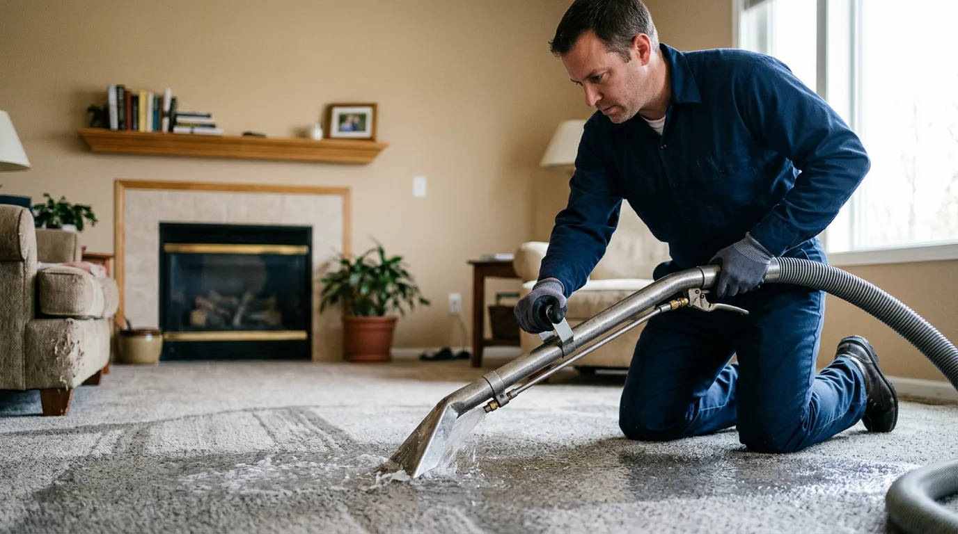 Water damage restoration technician working near Lynchburg, OH